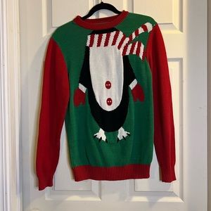 Get it now! Ships out every morning! Ugly Christmas Sweater Penguin,  Small